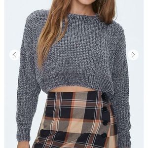 Forever 21 Gray Ribbed Chenille Cropped Sweater